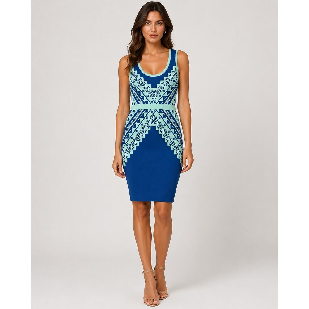 Arden B Tank Strap Bandage Mini Dress Size XS Blue‎ Geometric Bodycon Y2K Club